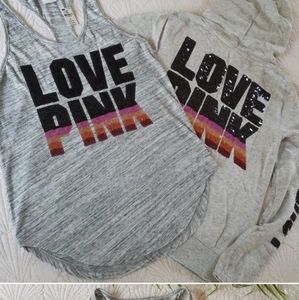 PINK zip up hoodie and tank